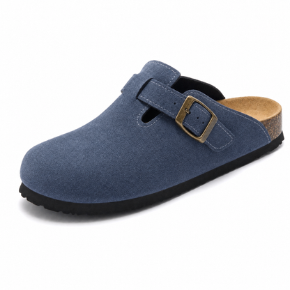 Apuro Suede Boston Clogs - Blue