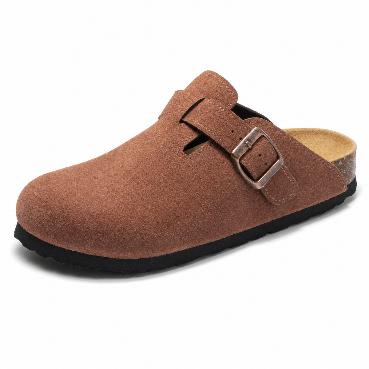 Apuro Suede Boston Clogs - Chestnut