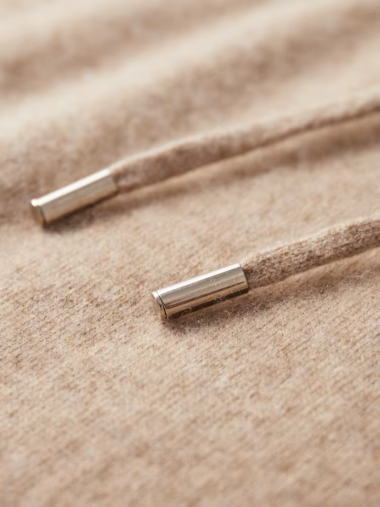 Pure Extra-Fine Merino Wool Beige Leisure Hoodie | Apuro