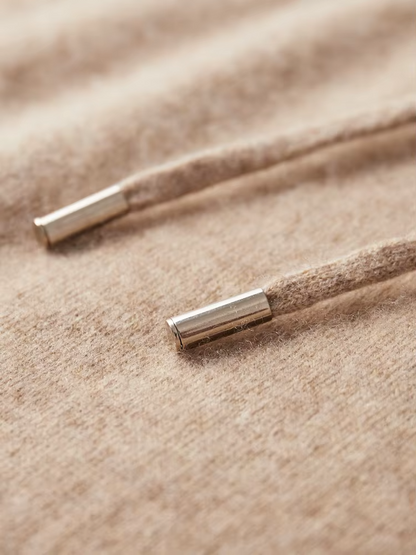Pure Extra-Fine Merino Wool Beige Leisure Hoodie | Apuro