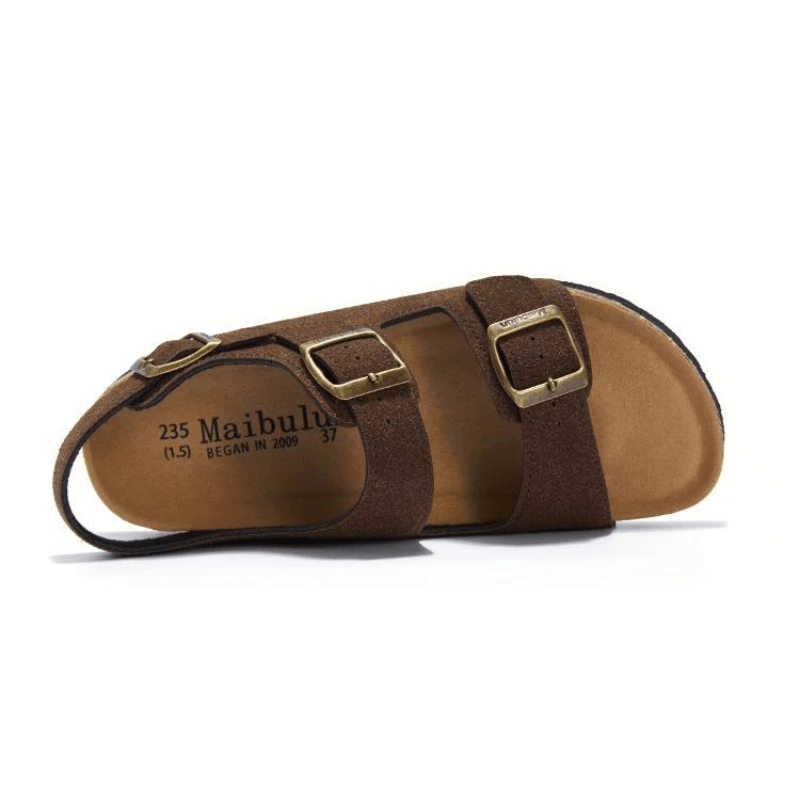 Amalfi Three-Strap Cork Sandals - Dark Brown | Apuro