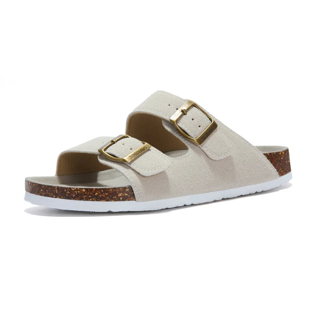 Maibulun Suede Arizona Sandals - Cream | Apuro