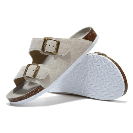 Maibulun Suede Arizona Sandals - Cream | Apuro