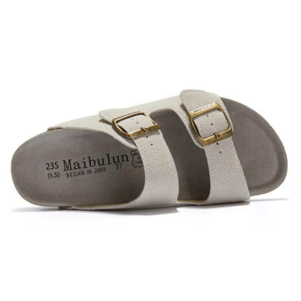 Maibulun Suede Arizona Sandals - Cream | Apuro