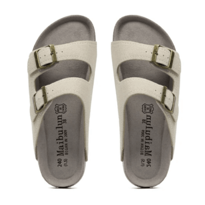 Maibulun Suede Arizona Sandals - Cream | Apuro