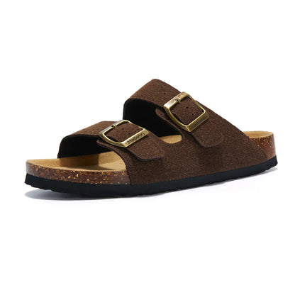 Maibulun Suede Arizona Sandals - Dark Brown | Apuro
