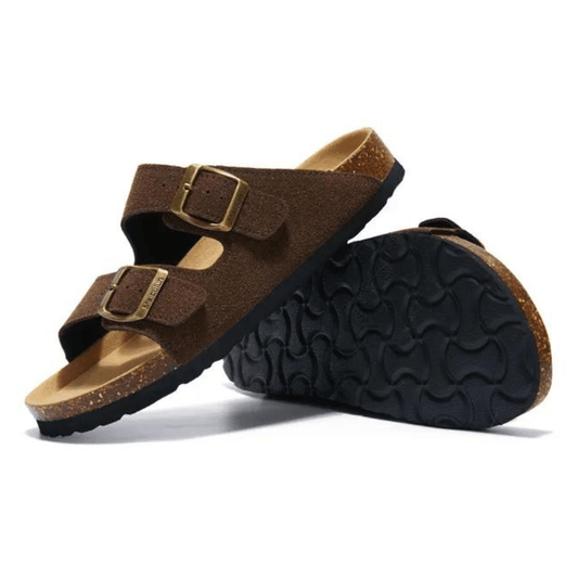 Maibulun Suede Arizona Sandals - Dark Brown | Apuro