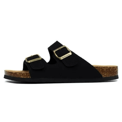 Maibulun Suede Arizona Sandals - Black | Apuro