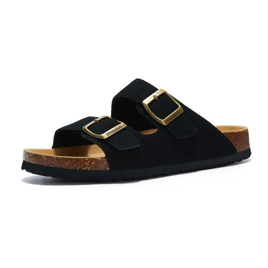 Maibulun Suede Arizona Sandals - Black | Apuro