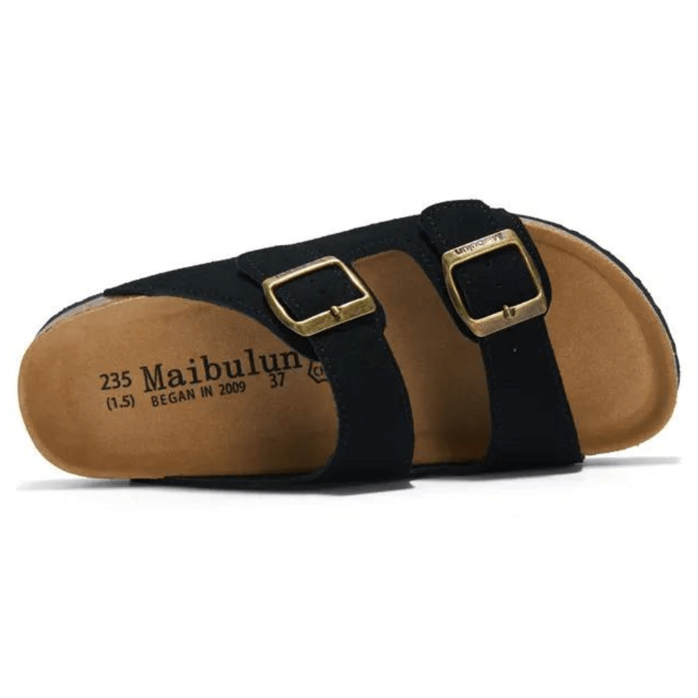 Maibulun Suede Arizona Sandals - Black | Apuro