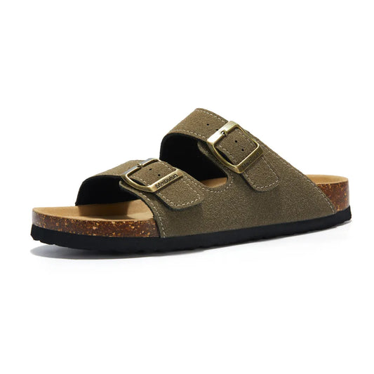 Maibulun Suede Arizona Sandals - Moss Green | Apuro