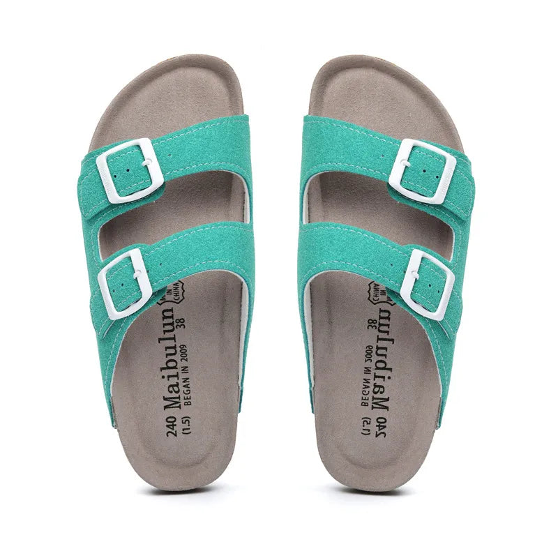 Maibulun Suede Arizona Sandals - Aqua | Apuro