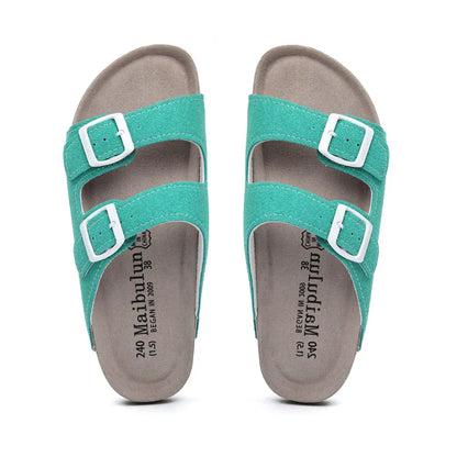 Maibulun Suede Arizona Sandals - Aqua | Apuro
