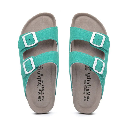Maibulun Suede Arizona Sandals - Aqua | Apuro