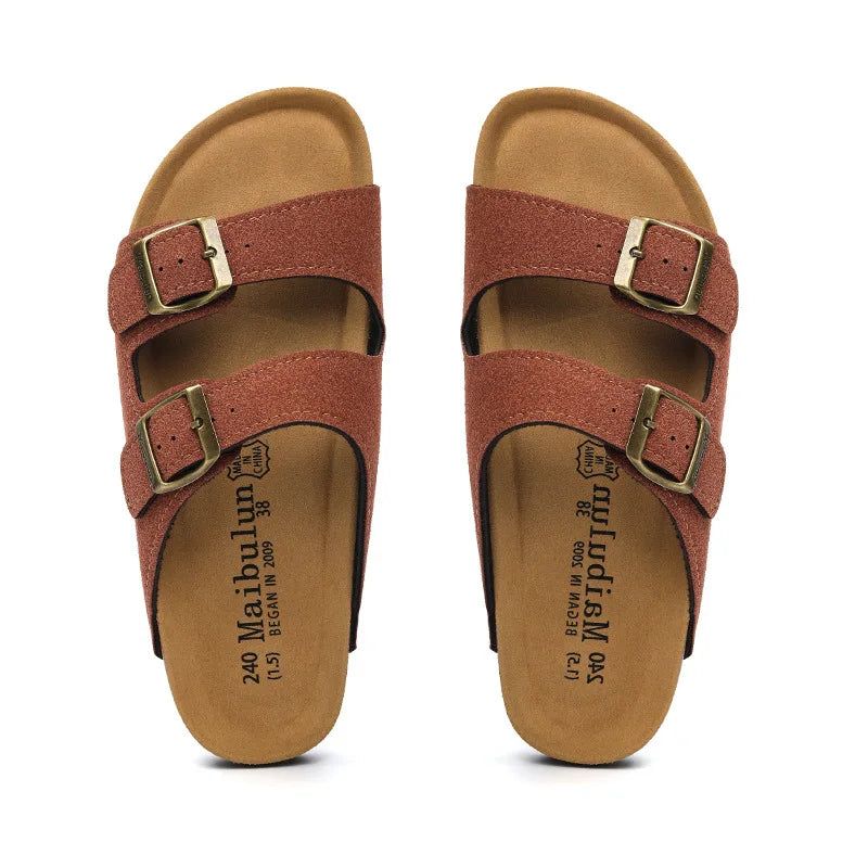 Maibulun Suede Arizona Sandals - Chestnut | Apuro