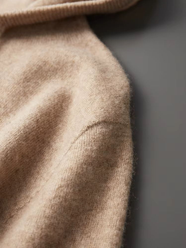 Pure Extra-Fine Merino Wool Beige Leisure Hoodie | Apuro