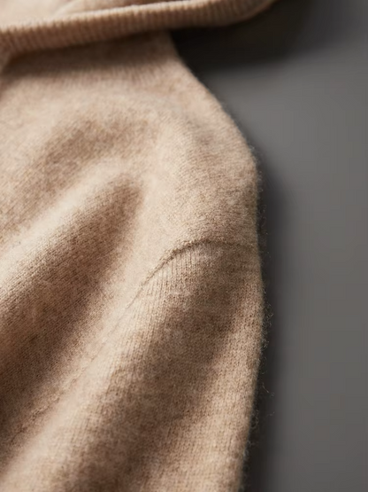 Pure Extra-Fine Merino Wool Beige Leisure Hoodie | Apuro