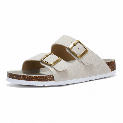 Maibulun Suede Arizona Sandals - Cream | Apuro