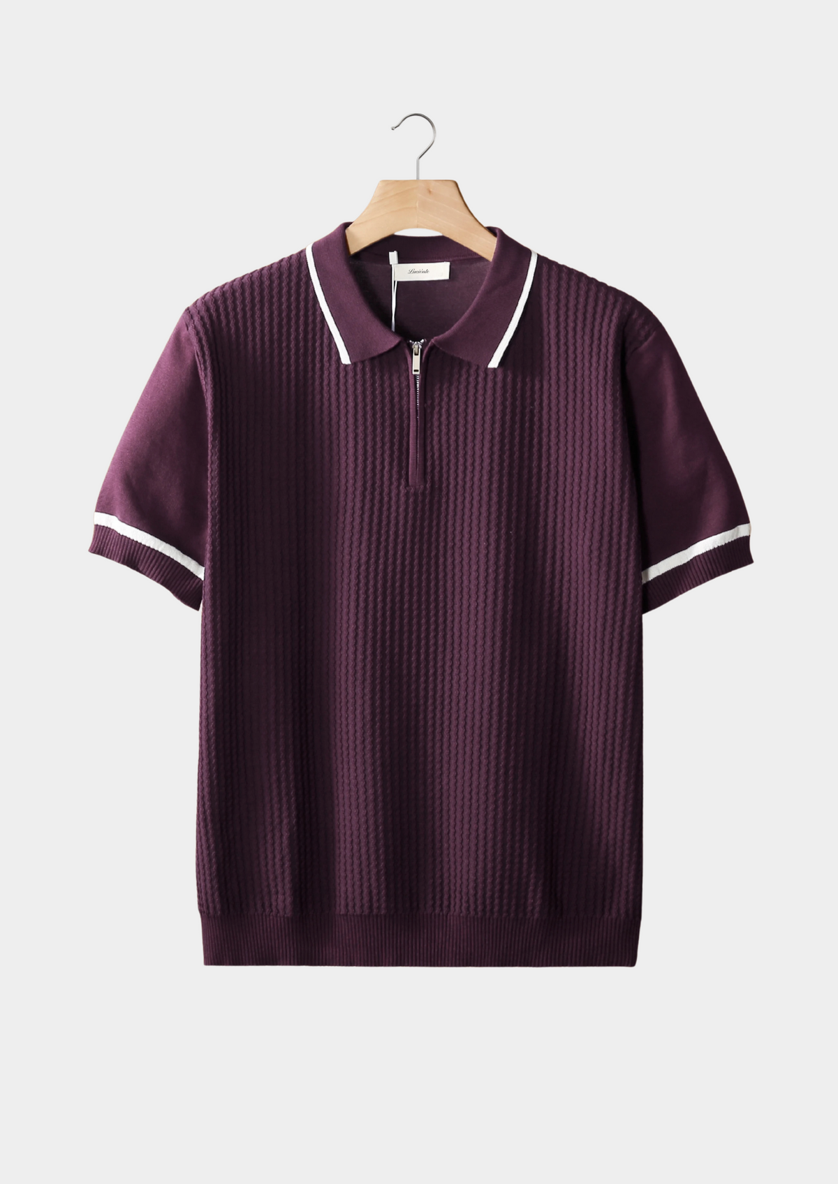 Purple Contrast Trim Zipper Polo | Apuro