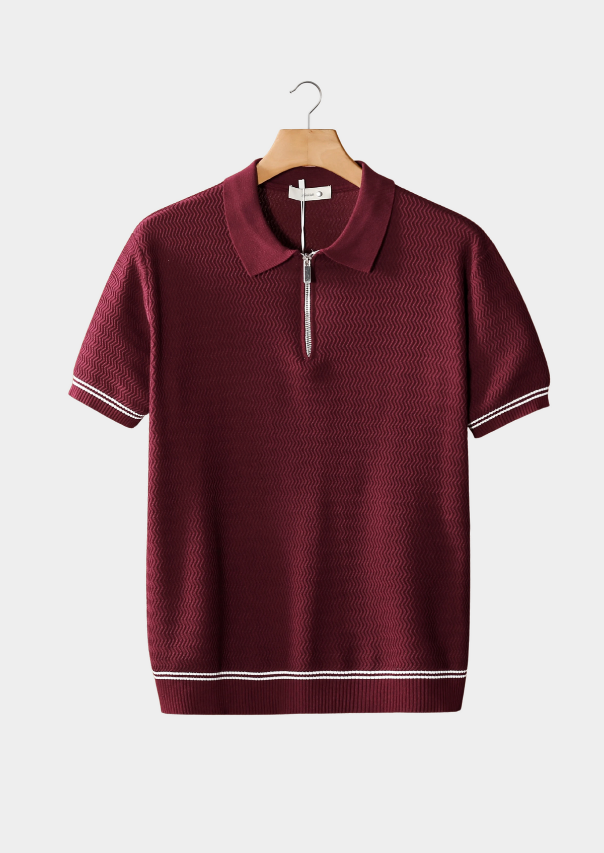 Bordeaux Zigzag Textured Zipper Polo | Apuro