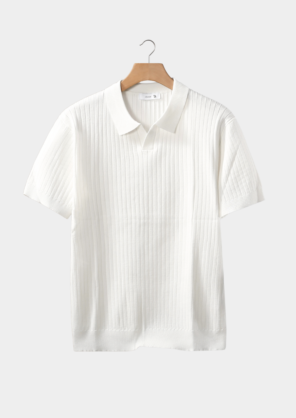 White Ribbed Buttonless Polo | Apuro