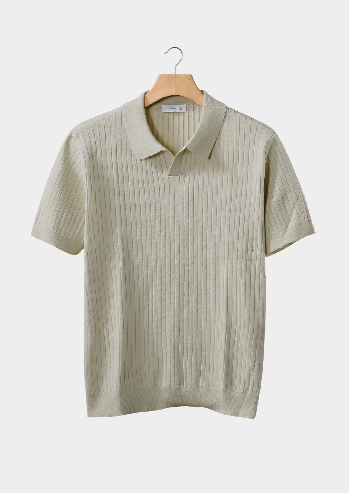 Khaki Ribbed Buttonless Polo | Apuro