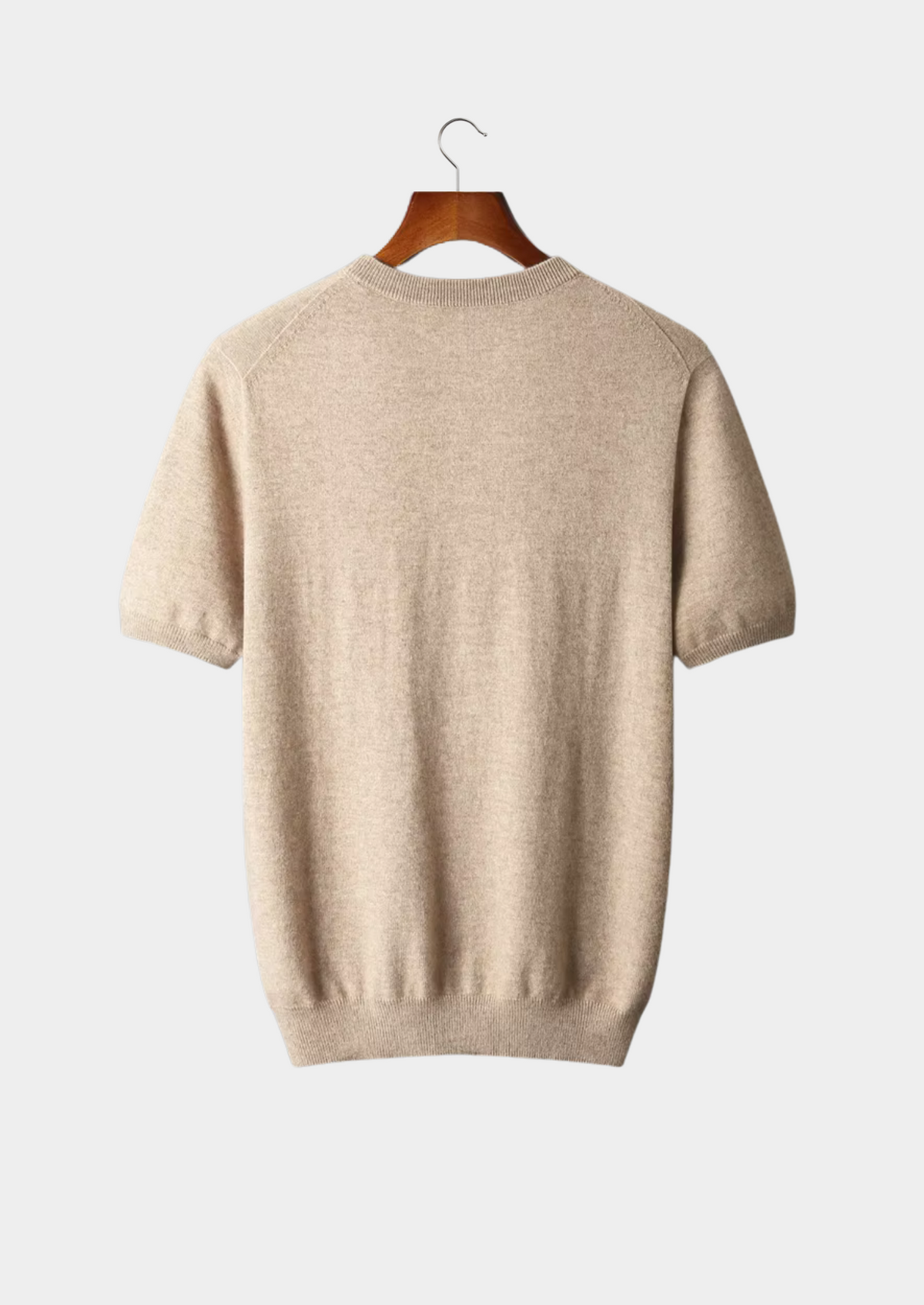 Premium Cashmere Classic Crewneck T-Shirt - Light Beige | Apuro