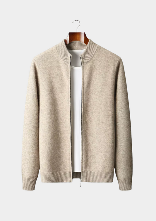 Pure Extra-Fine Merino Wool Zipper Cardigan | Apuro