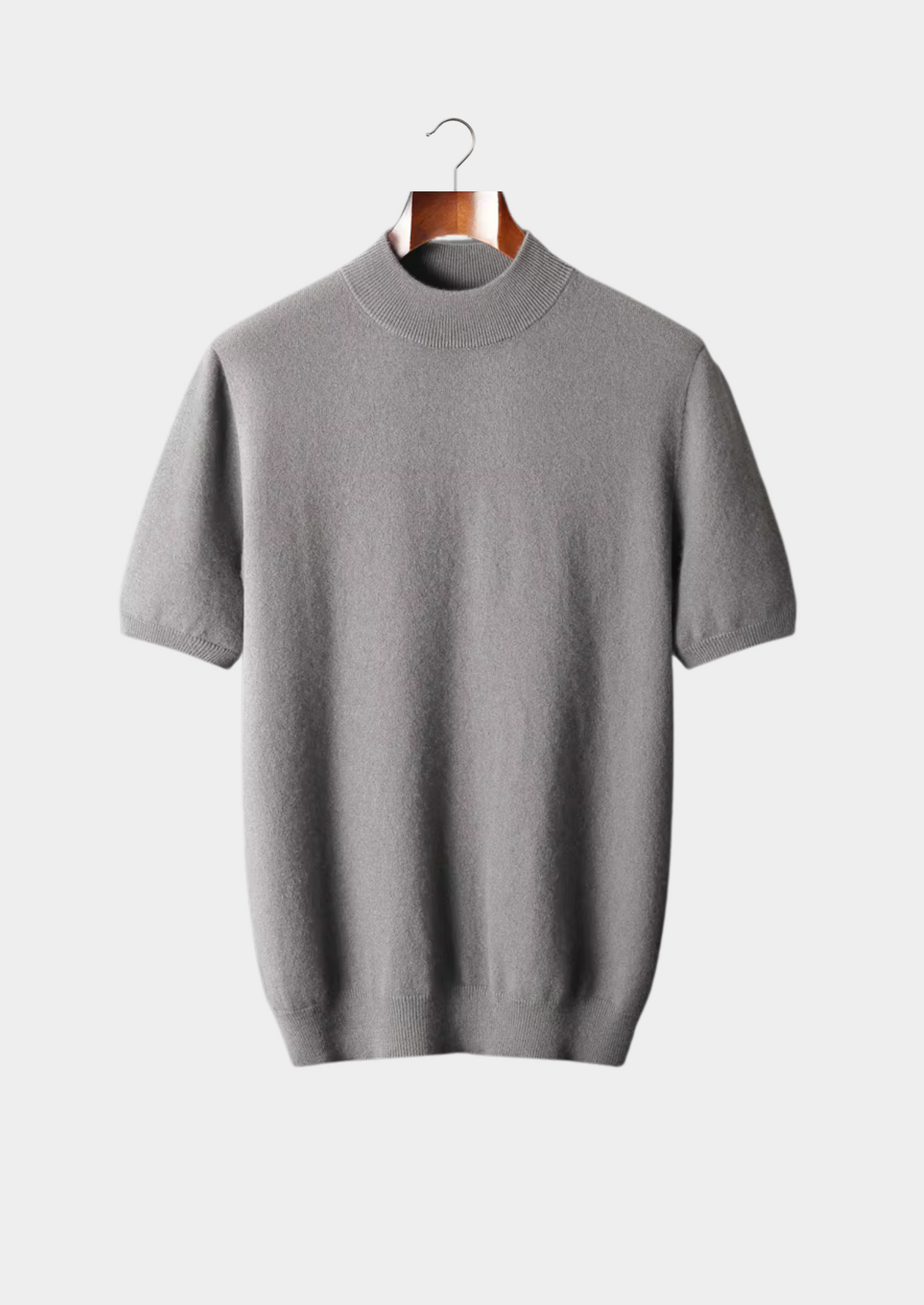 Premium Cashmere Mock Neck T-Shirt | Apuro