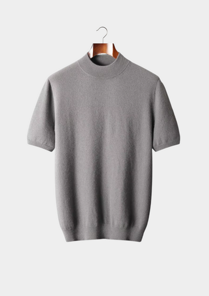 Premium Cashmere Mock Neck T-Shirt | Apuro