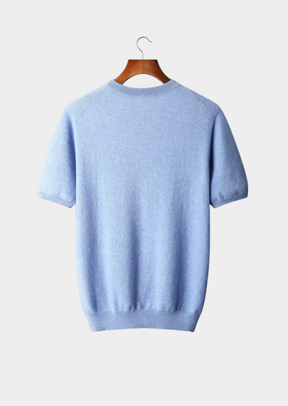 Premium Cashmere Classic Crewneck T-Shirt - Light Blue | Apuro