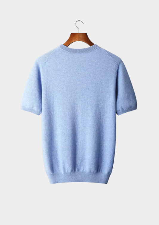 Premium Cashmere Classic Crewneck T-Shirt - Light Blue | Apuro