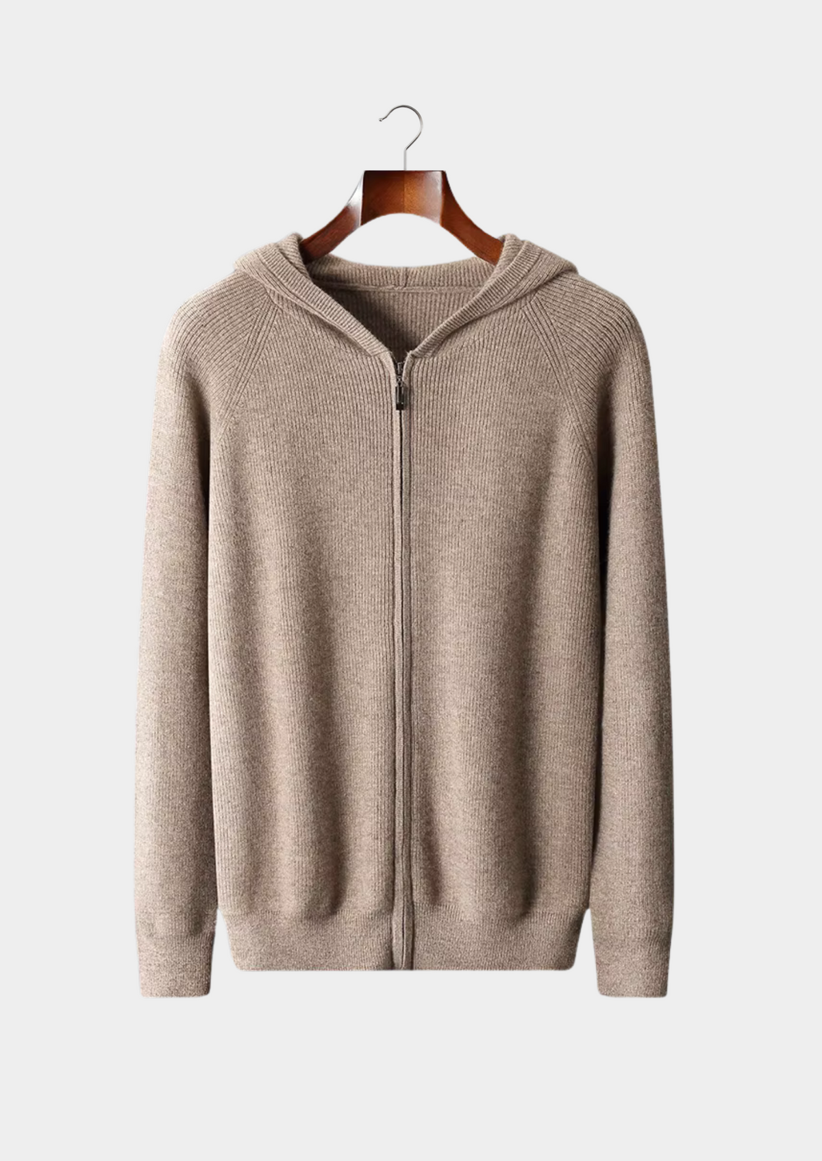 Pure Extra-Fine Merino Wool Ribbed Zip Hoodie | Apuro