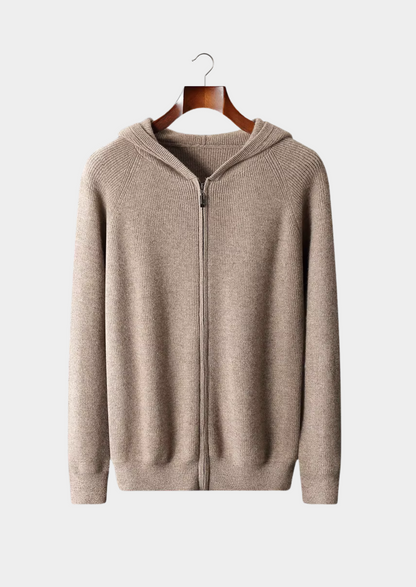 Pure Extra-Fine Merino Wool Ribbed Zip Hoodie | Apuro