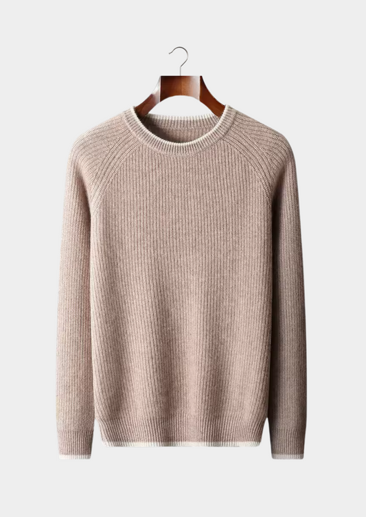 Pure Extra-Fine Merino Wool Two Tone Crewneck | Apuro