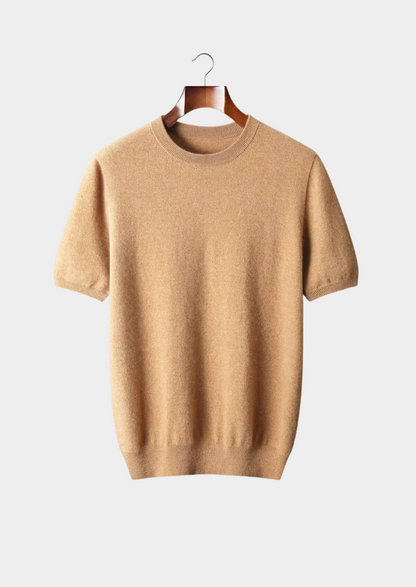 Premium Cashmere Classic Crewneck T-Shirt - Honey Mustard | Apuro