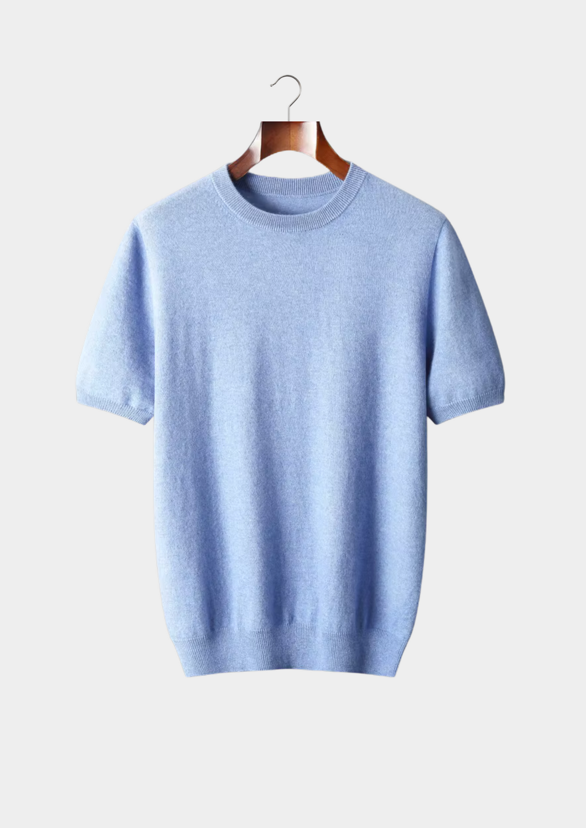 Premium Cashmere Classic Crewneck T-Shirt - Light Blue | Apuro