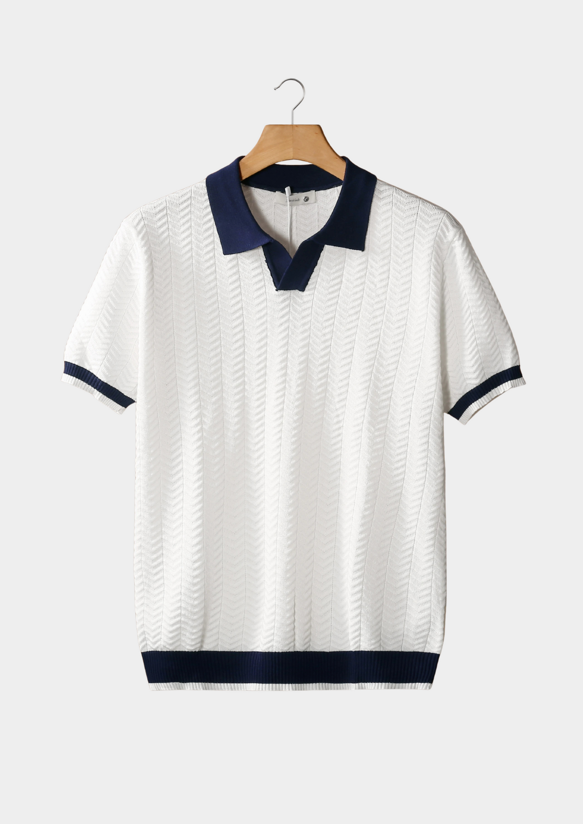White Contrast Textured Polo | Apuro