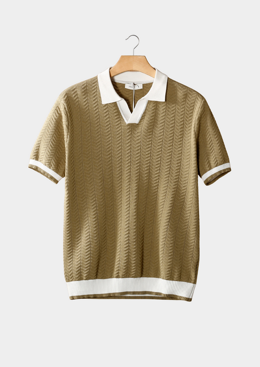 Almond Contrast Textured Polo | Apuro