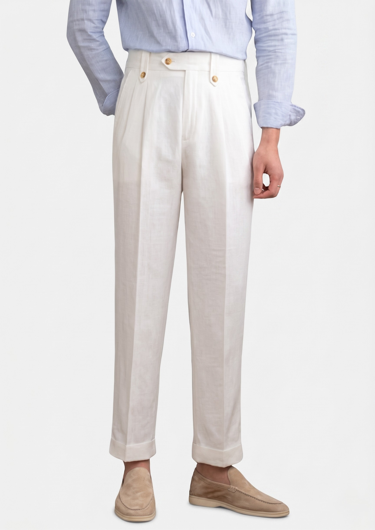 Cagliari Pleated Coastal Trousers - White | Apuro