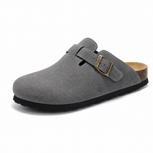 Apuro Suede Boston Clogs - Dark Grey