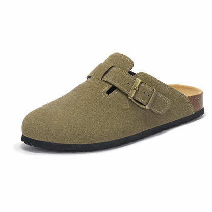 Apuro Suede Boston Clogs - Moss Green