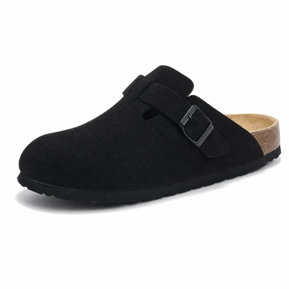 Apuro Suede Boston Clogs - Black