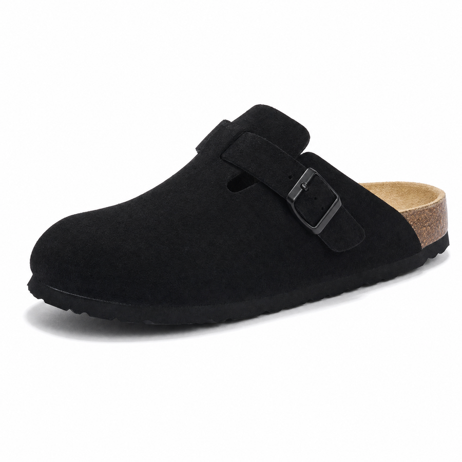 Apuro Suede Boston Clogs - Black