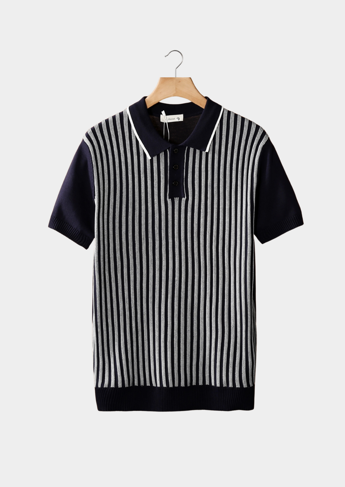 Navy Vertical Striped Polo | Apuro