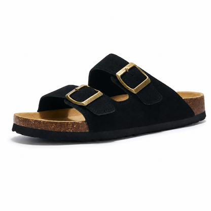 Maibulun Suede Arizona Sandals - Black | Apuro