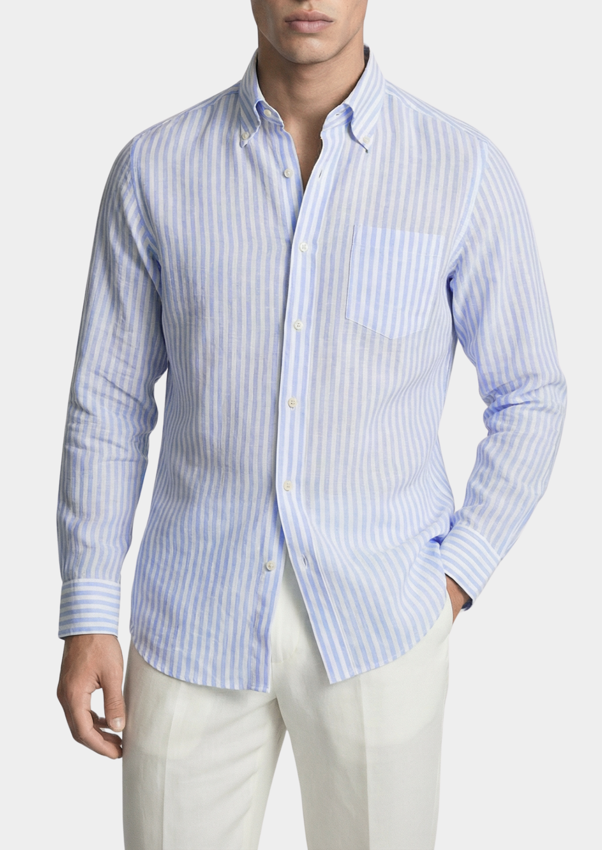 Portofino Striped Coastal Shirt - Light Blue | Apuro