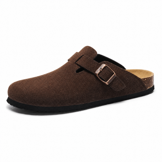 Apuro Suede Boston Clogs - Dark Brown