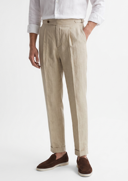 Tuscany Pleated Coastal Trousers - Sand | Apuro