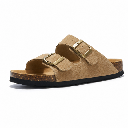 Maibulun Suede Arizona Sandals - Light Brown | Apuro